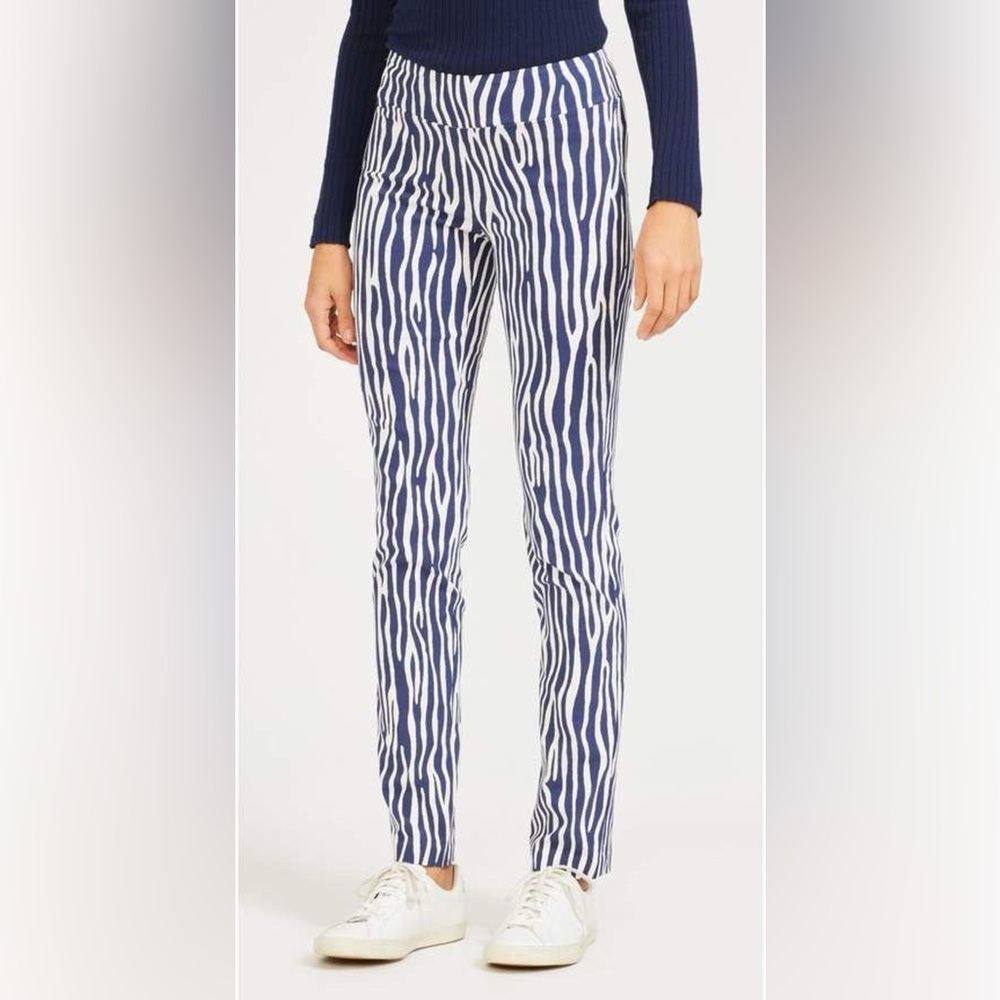 J McLaughlin Masie Pants Zebra Animal Print Women’s Size 2 Pull On Rayon Stretch